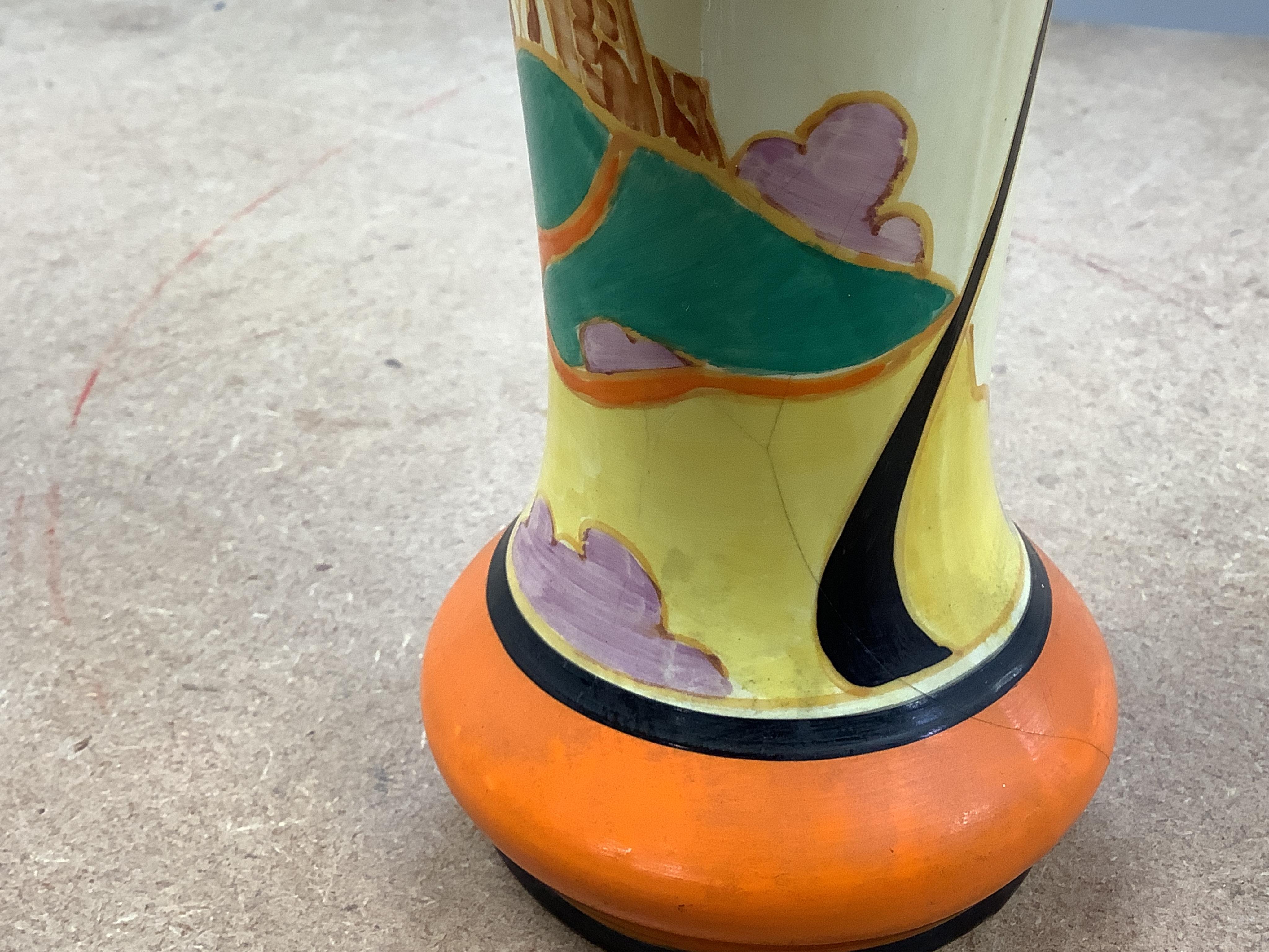 Two Clarice Cliff vases, Secrets and Crocus, Secrets 22cm
